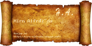 Hirn Alfréda névjegykártya